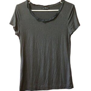 Banana Republic Gray Ruffle Neckline New Luxe Tee LG